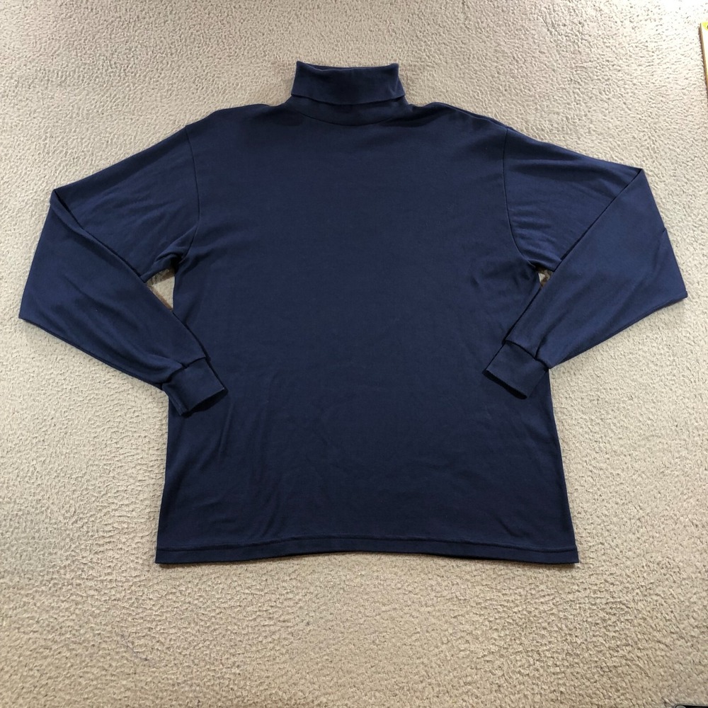 VTG REI Base layer Turlte Neck Men Size L Blue Long Sleeve Made in USA